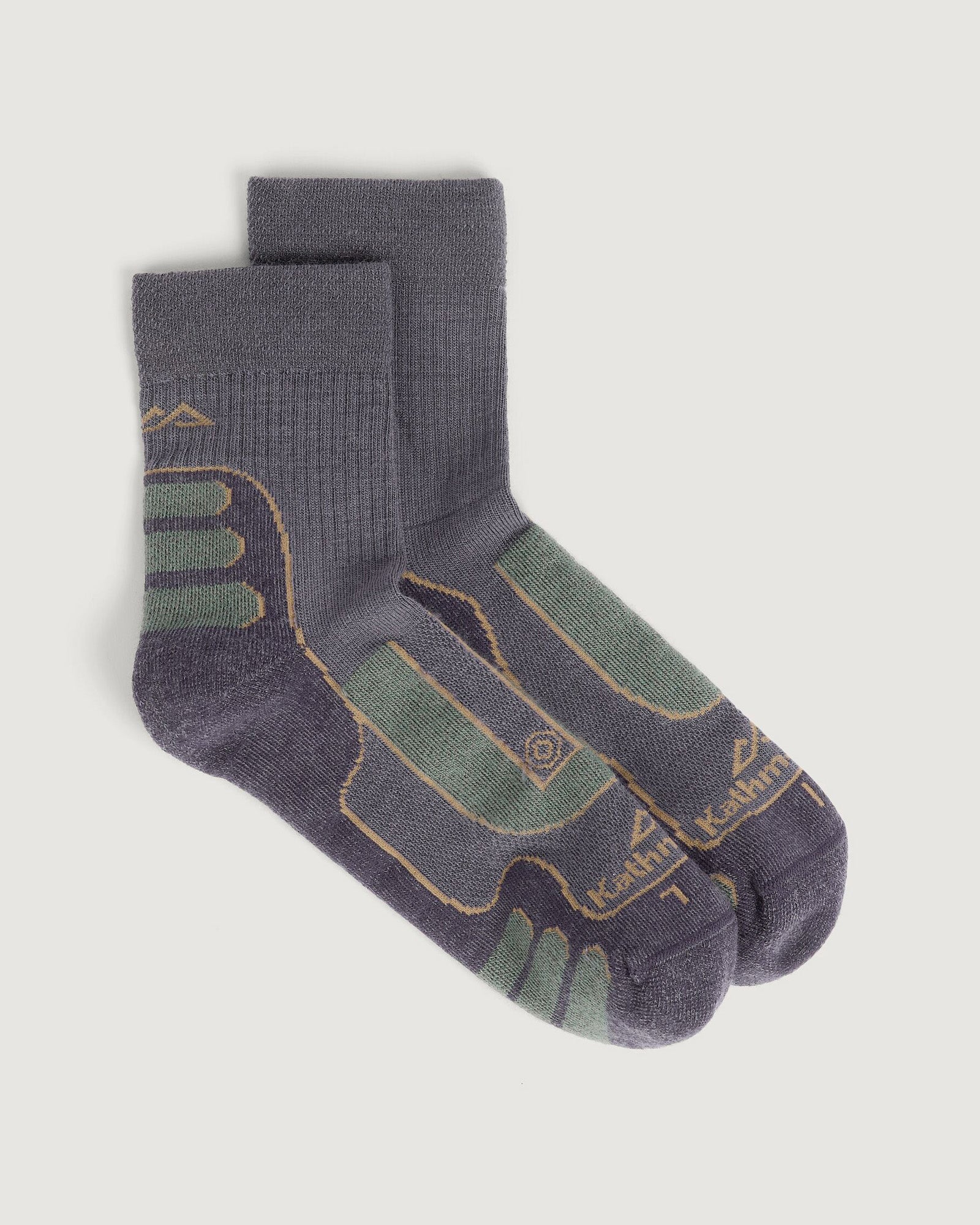 NuYarn Ergonomic Quarter Crew Hiking Socks Dusk/Thyme/Golden Oak