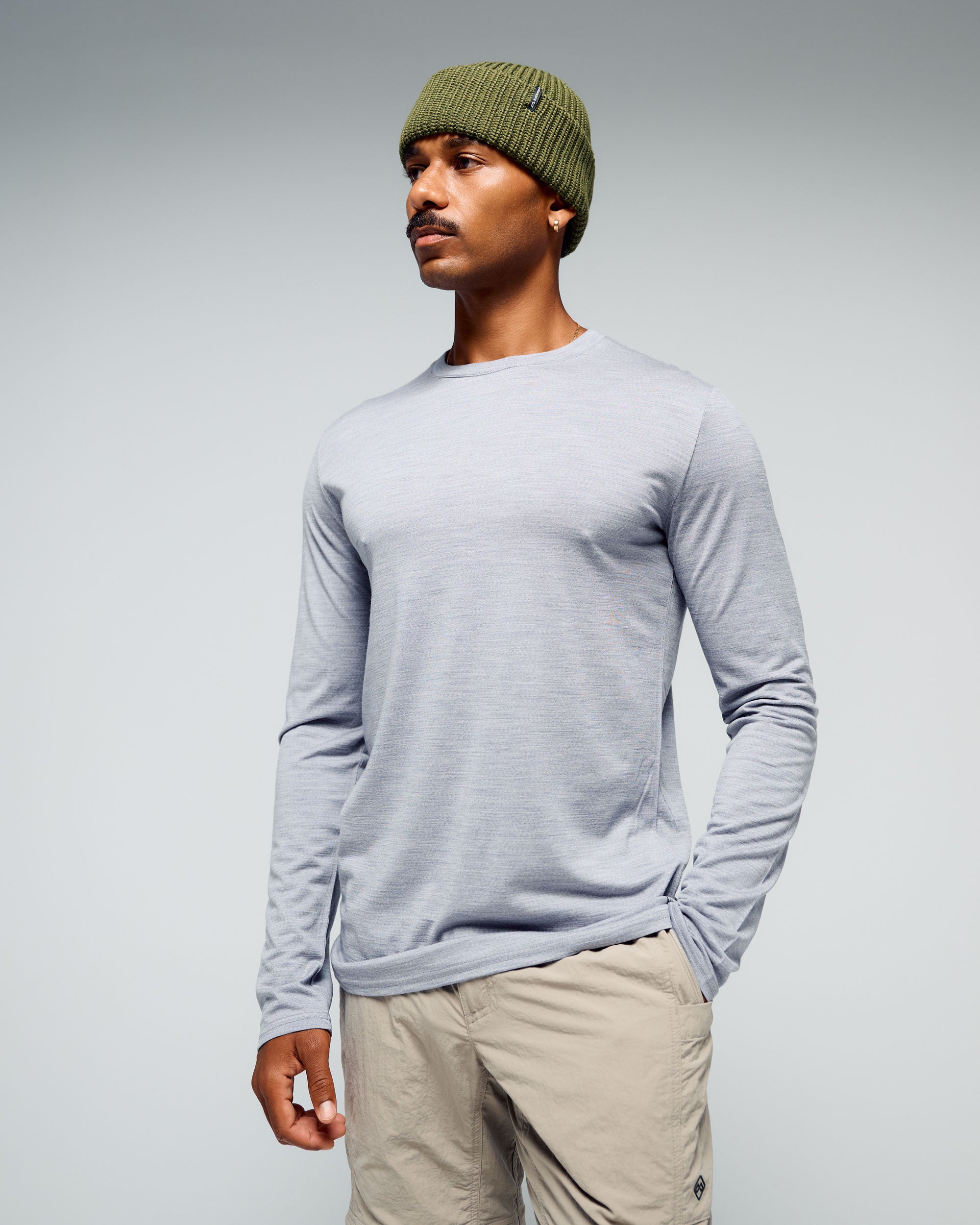 Men's 100% Merino Long Sleeve Crew Top - Mid Grey Marle – Kathmandu NZ