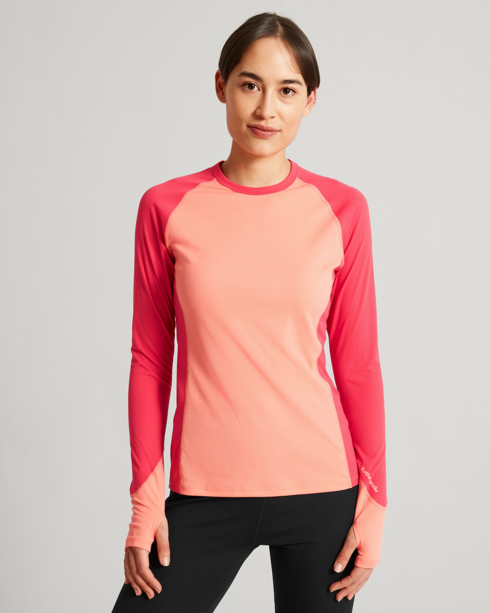 Forbidden Kn0wledge long sleeve tops 新品 KMDAction Women's Long Sleeve Top - Deep Coral/Blush Pink