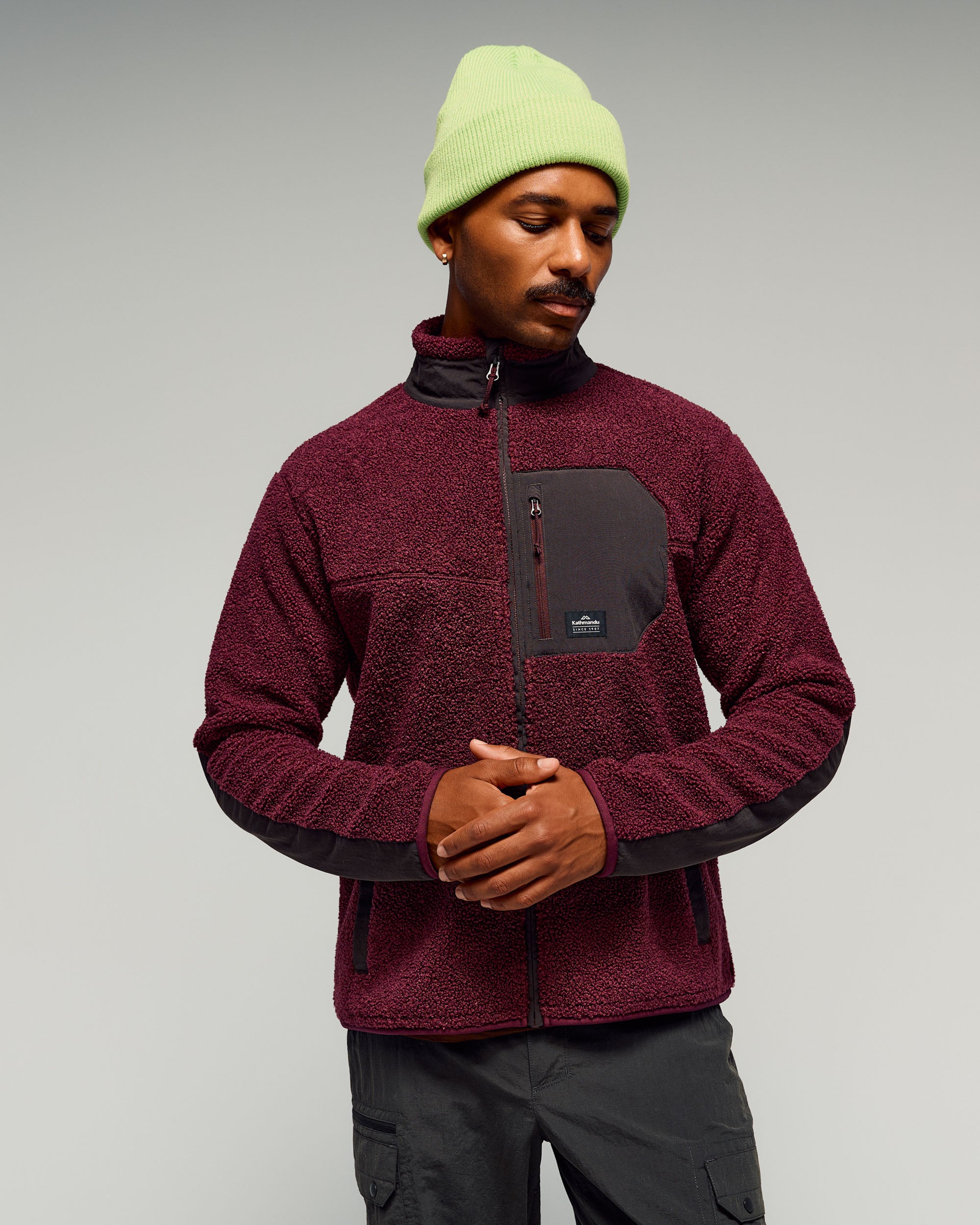 Men's Co-Z High Pile Jacket v3 - Mulberry/Cold Brew – Kathmandu NZ