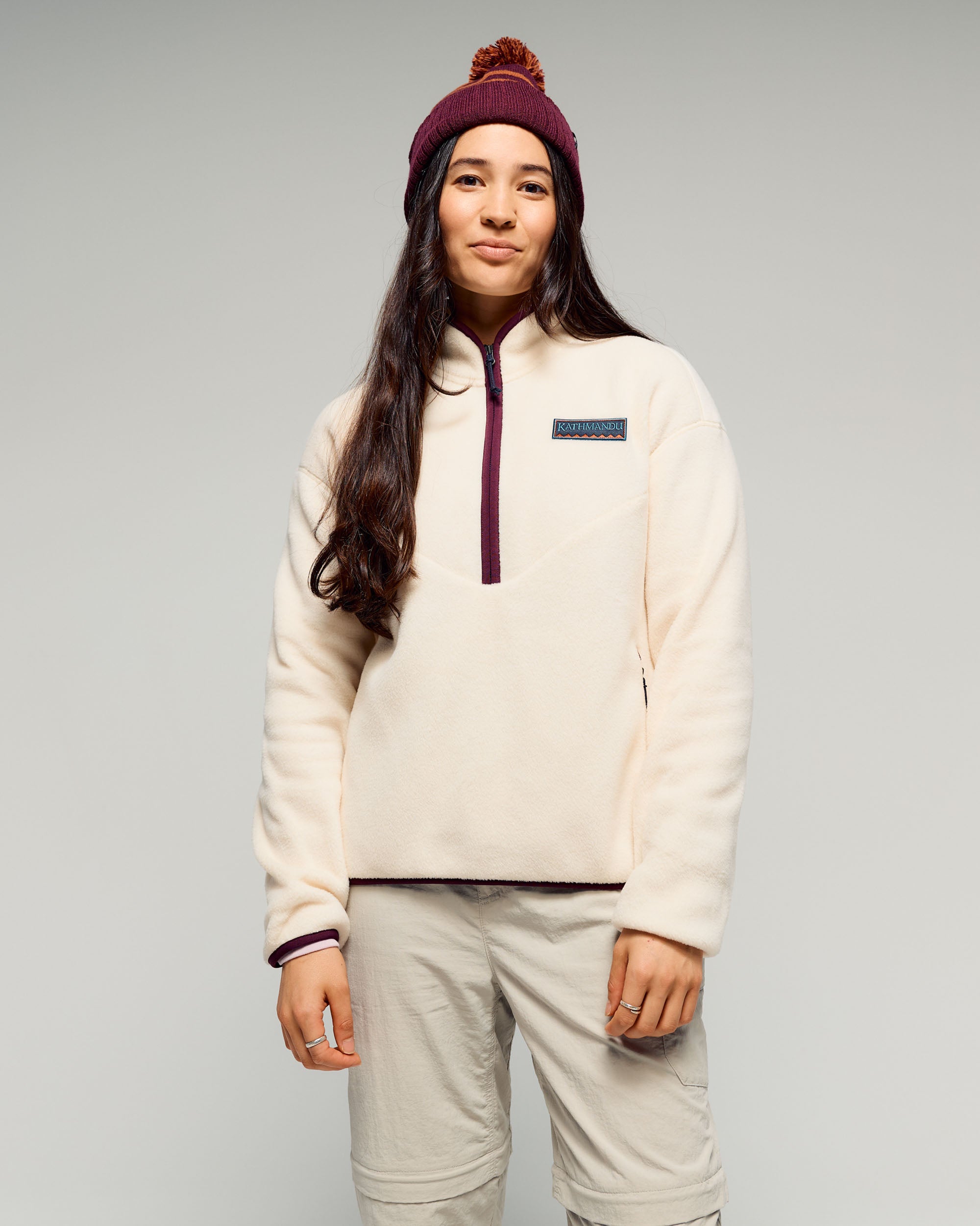 Women's Trailhead Fleece Heritage Pullover - Natural/Mulberry