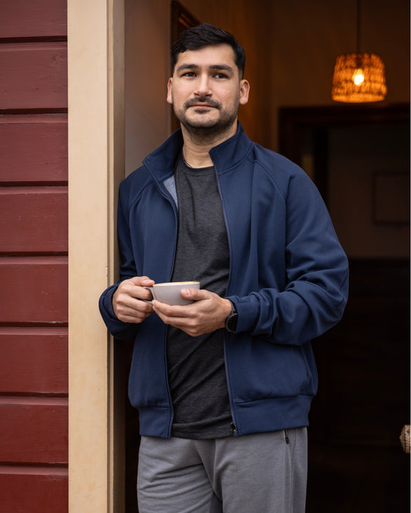 Men's Anytime Knit Bomber Jacket Classic Navy – Kathmandu NZ