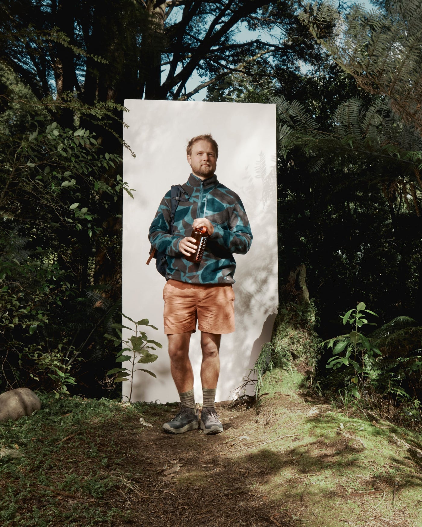 Men's Trailhead Fleece 1/4 Zip Pullover - Washed Blue Forest Floor Print