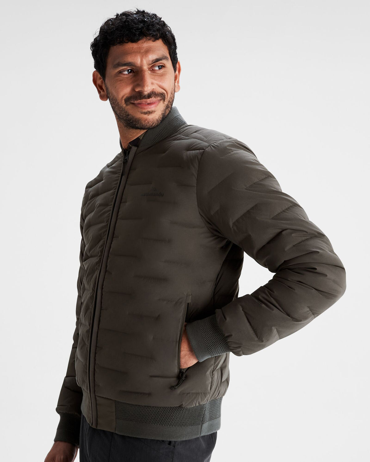 Men's Federate Stretch Down Bomber Jacket - Dark Moss – Kathmandu NZ