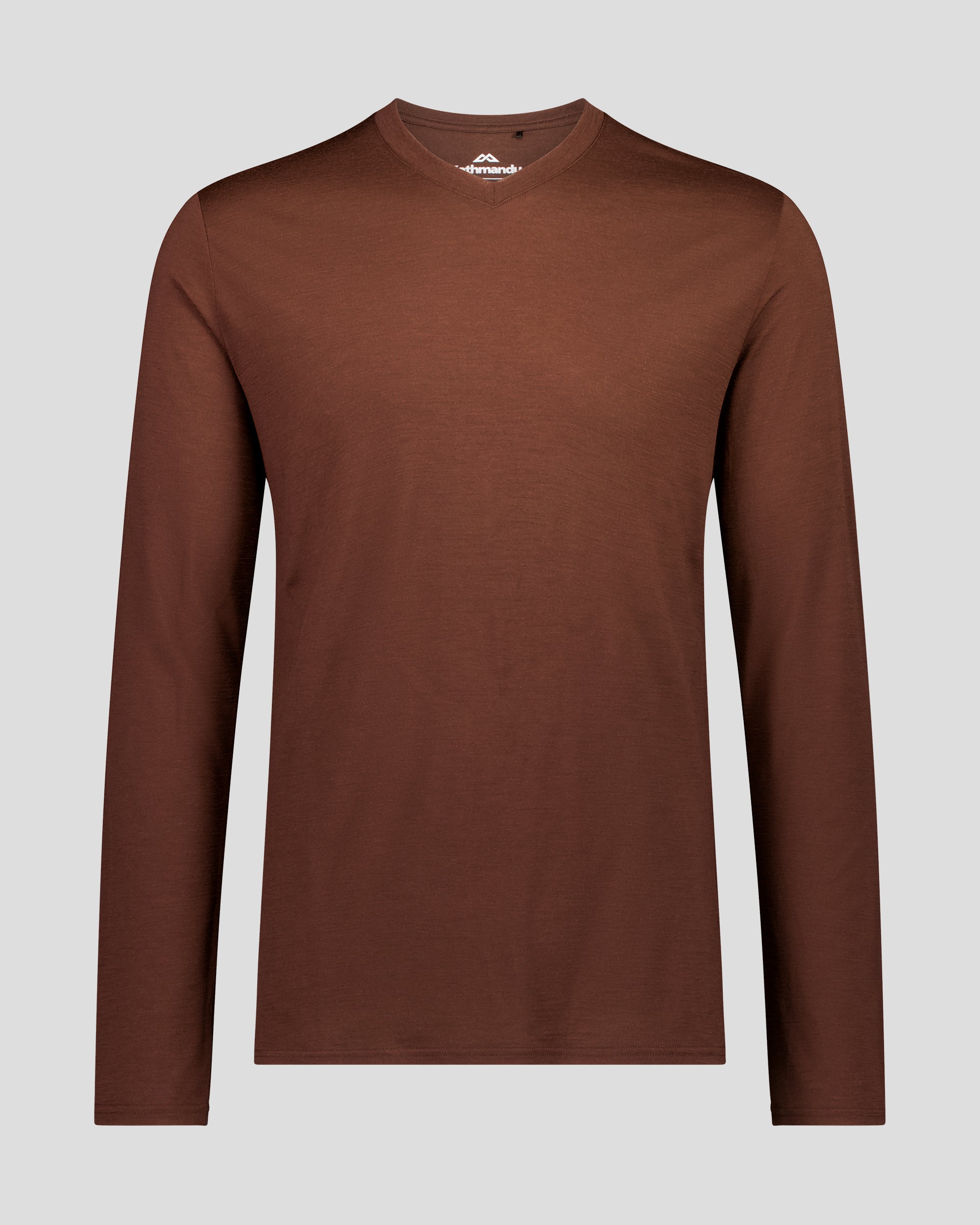 Men's 100% Merino Long Sleeve V-Top - Cocoa – Kathmandu NZ