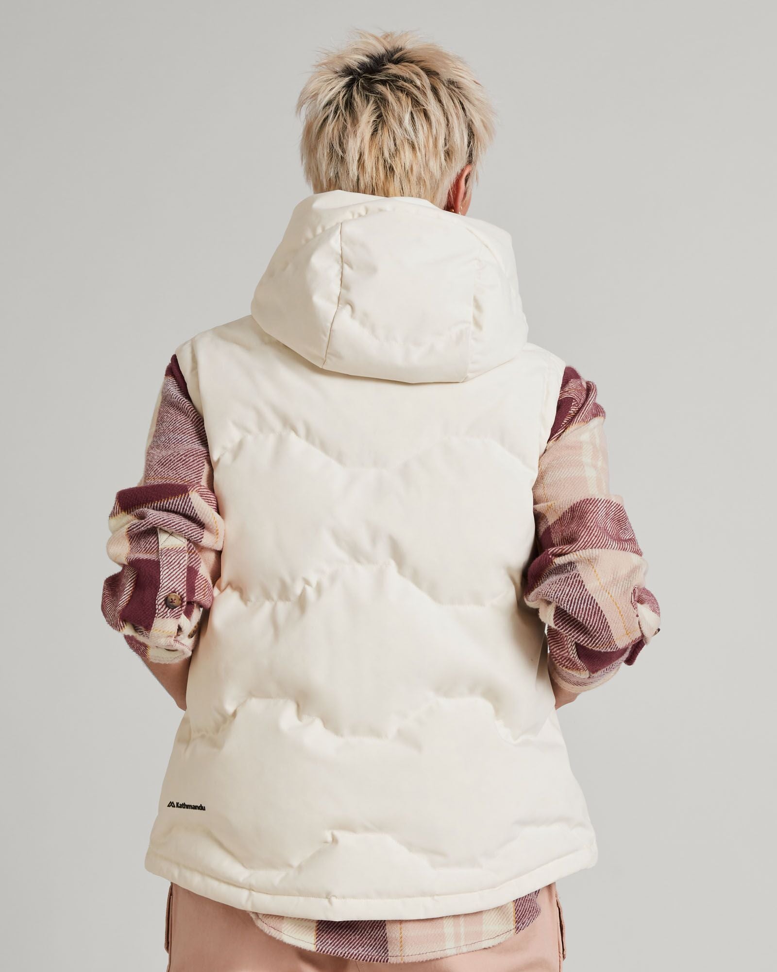 Women's Frisco X Hooded Down Vest - Natural – Kathmandu NZ