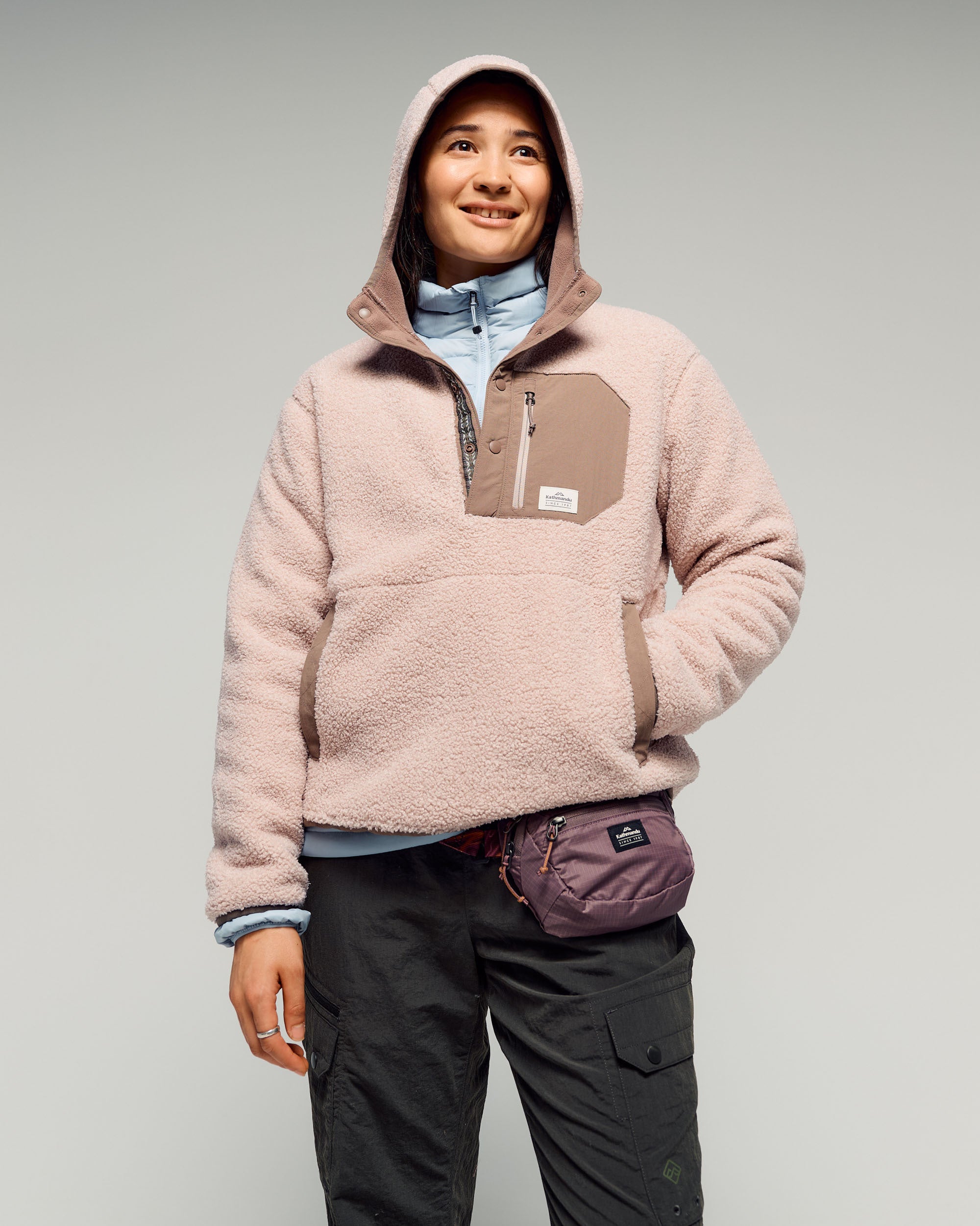 Women's Co-Z High Pile Hooded Pullover v2 - Light Taupe – Kathmandu NZ