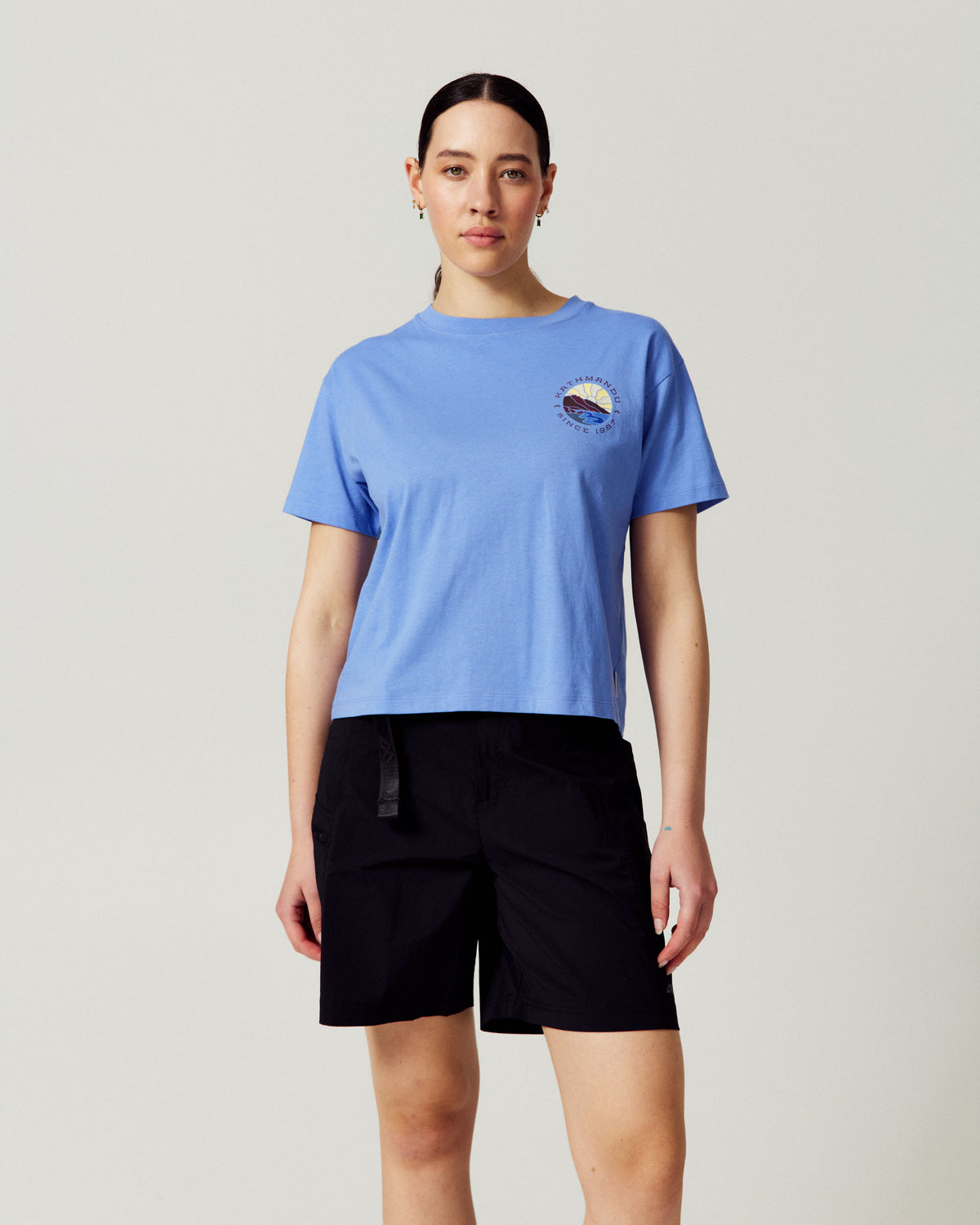 Women's Kathmandu Logo Sunburst Organic Cotton T-shirt - Dew Drop
