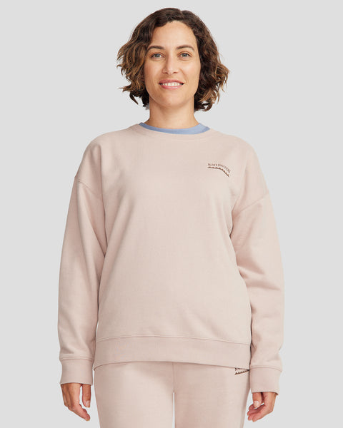 Women's Heritage Logo Slouchy Brushed Crew - Light Taupe