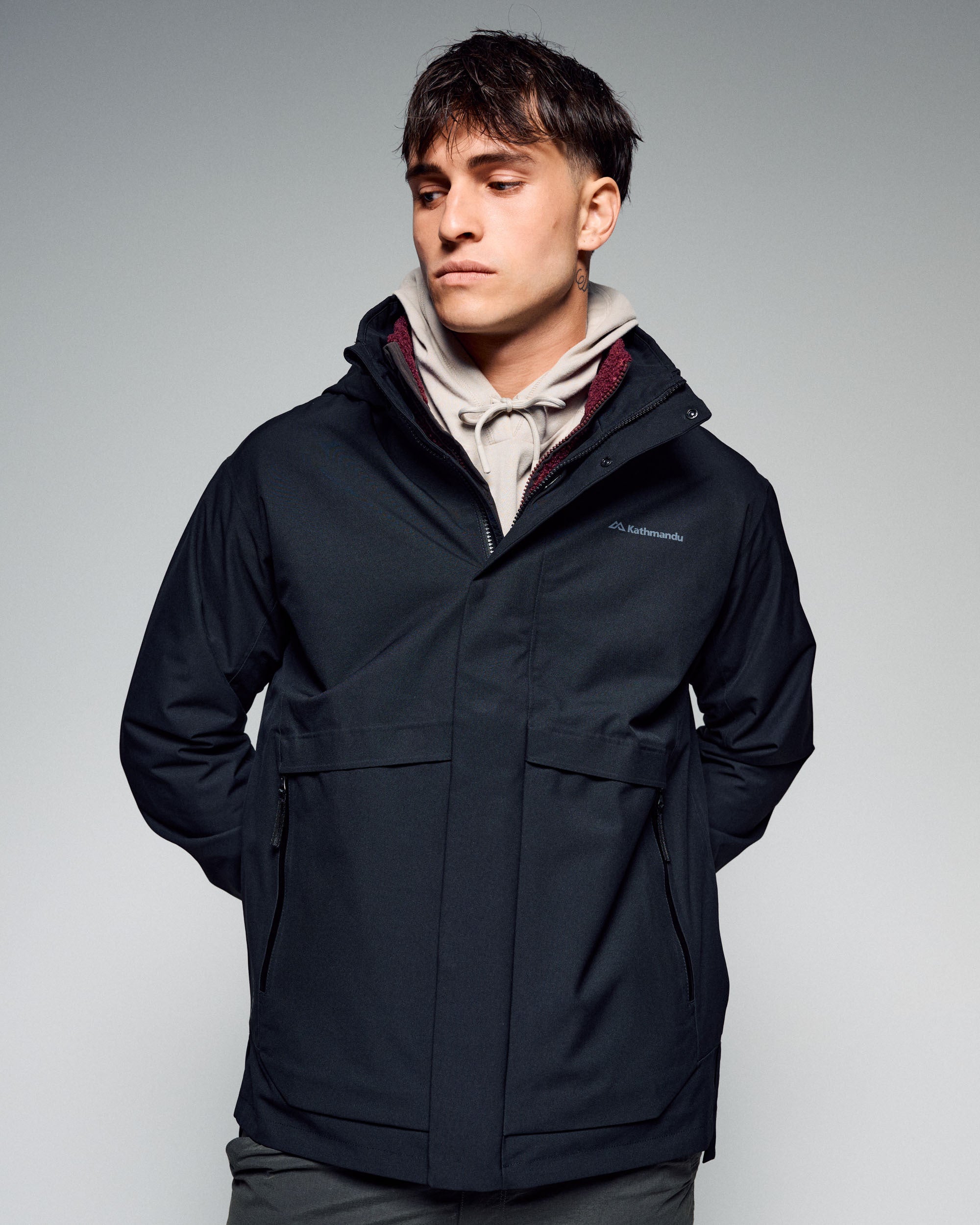 Men's Citytrek 2L Rain Jacket - Black Stingray – Kathmandu NZ