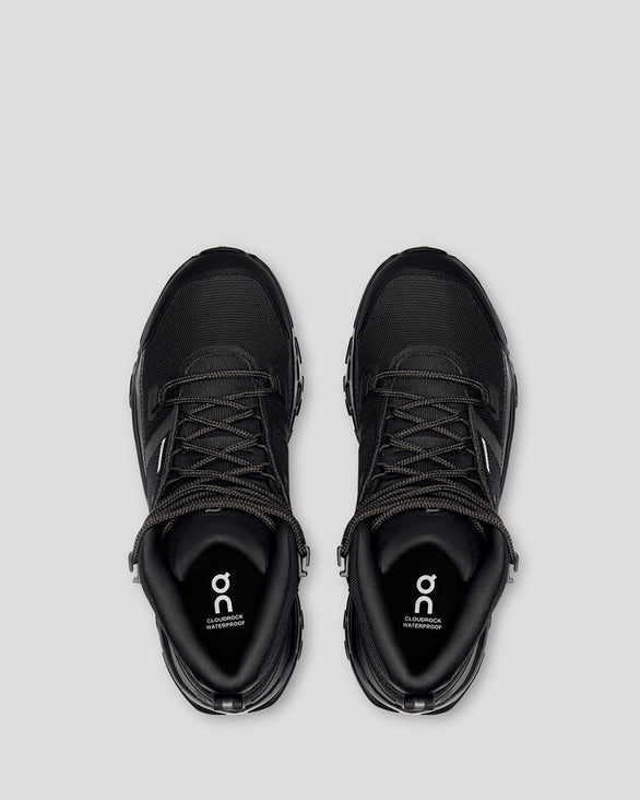 Women's On Cloudrock Waterproof Mid Hiking Boots Black/Black