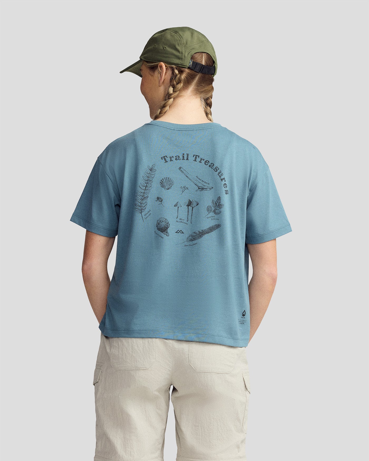 Women’s Trail Treasure Organic Cotton T - shirt - Washed Blue