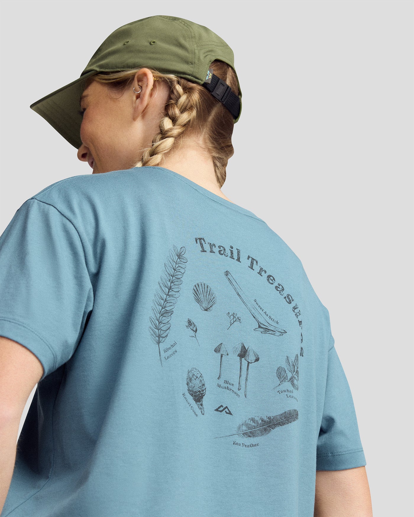 Women’s Trail Treasure Organic Cotton T - shirt - Washed Blue