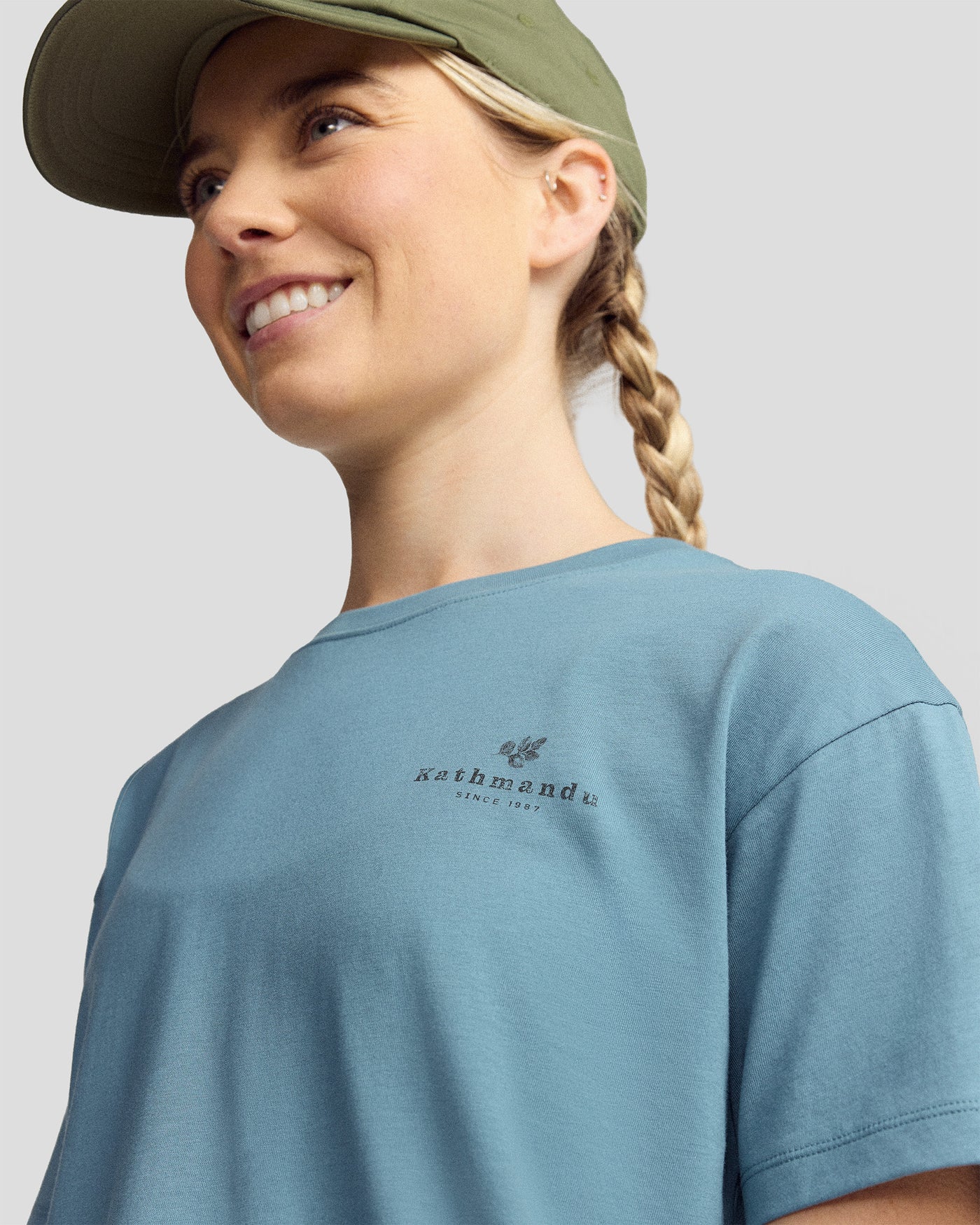 Women’s Trail Treasure Organic Cotton T - shirt - Washed Blue