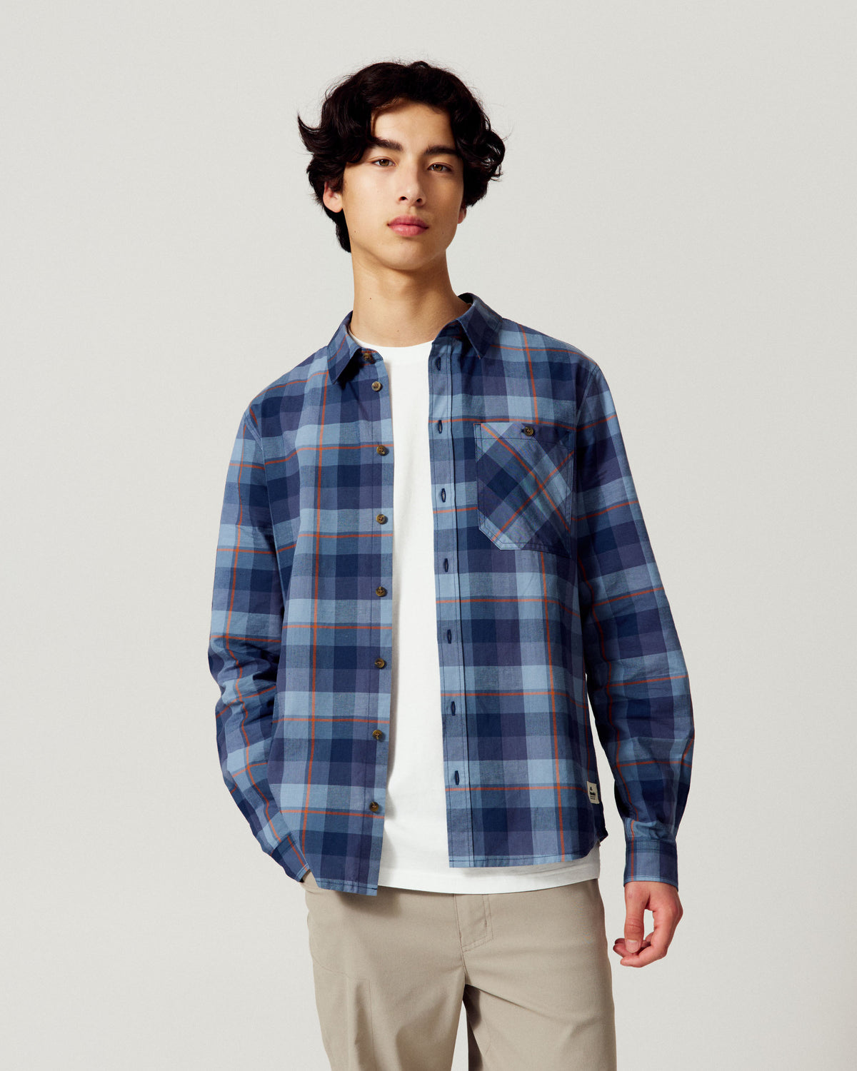 Men's Retreat Lightweight L/S Shirt - Mirage Plaid Steel Blue