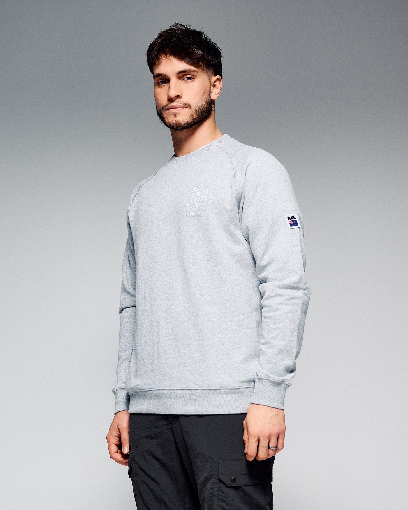 Men's Crew Sweatshirt - SPT Grey Marle | New Zealand Team Supporters Collection