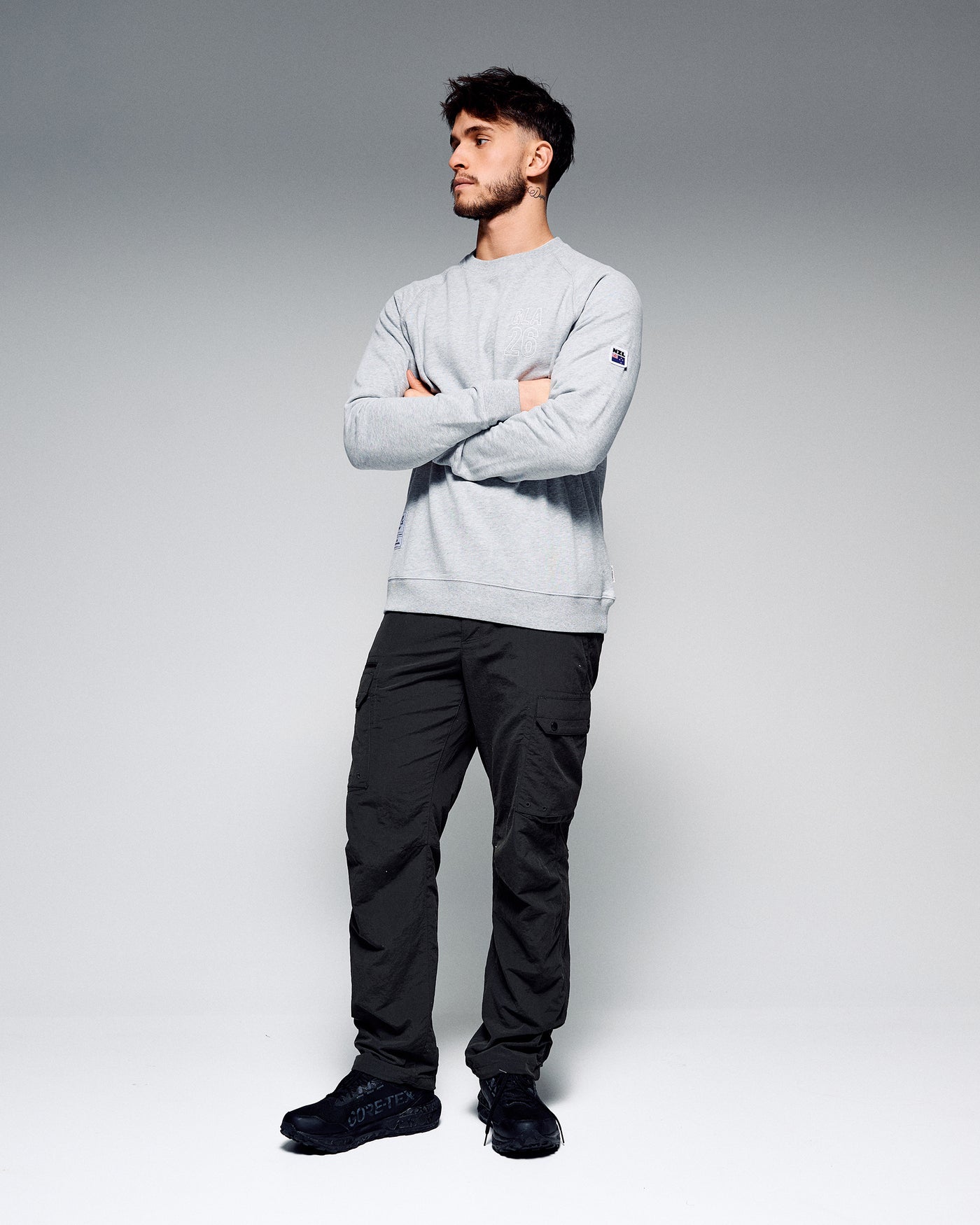 Men's Crew Sweatshirt - SPT Grey Marle | New Zealand Team Supporters Collection