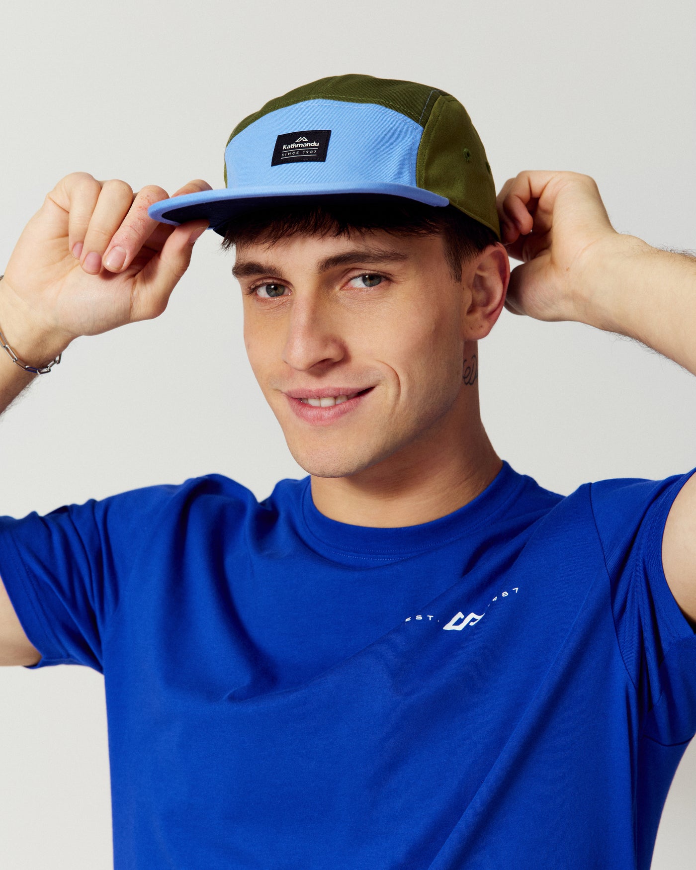 5 Panel Cap - Olive/Dew Drop/Navy