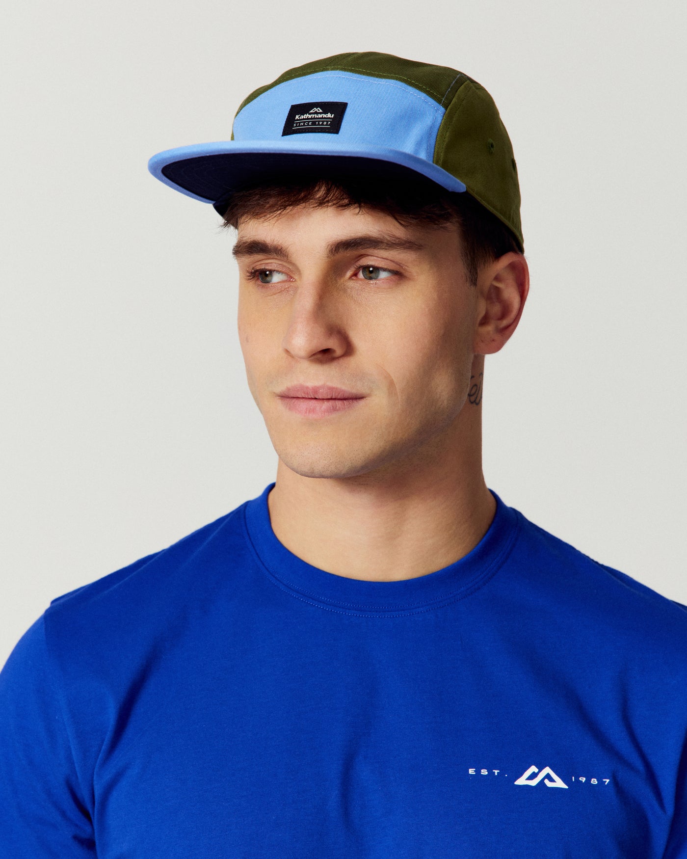5 Panel Cap - Olive/Dew Drop/Navy